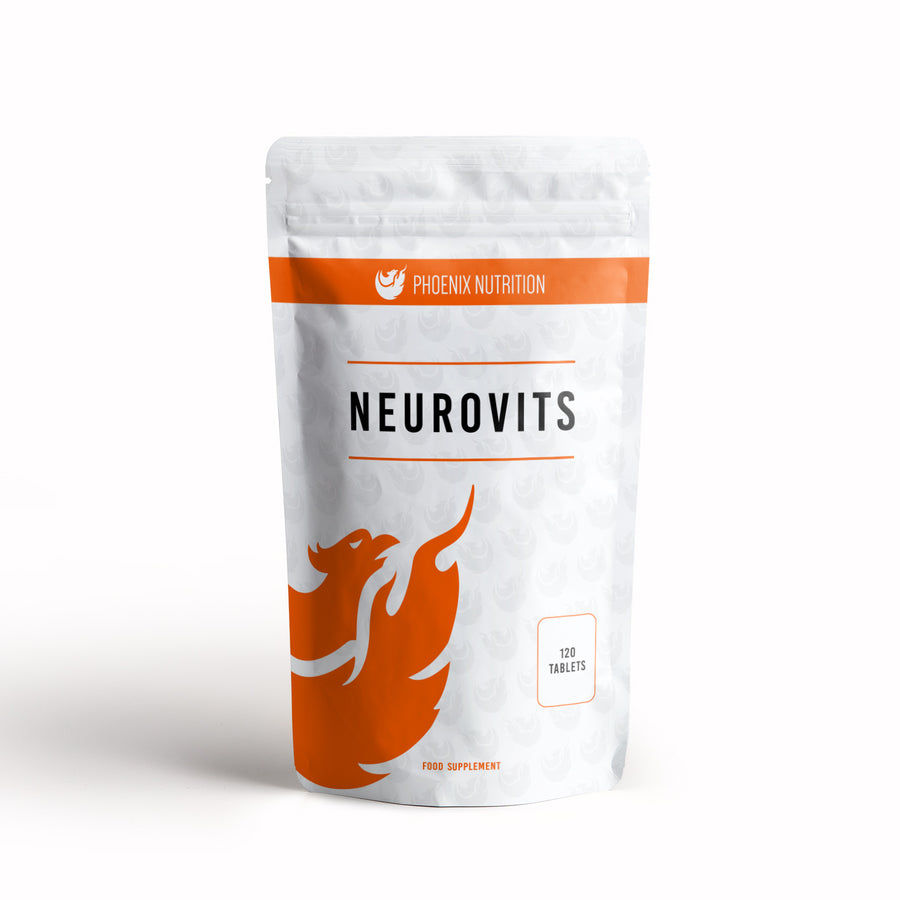 Neurovits methyltetrahydrofolate Methylcobalamin P-5-P vitamins 120 tablets front of pouch Phoenix Nutrition