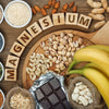 Foods containing magnesium, nuts, bananas and dark chocolate