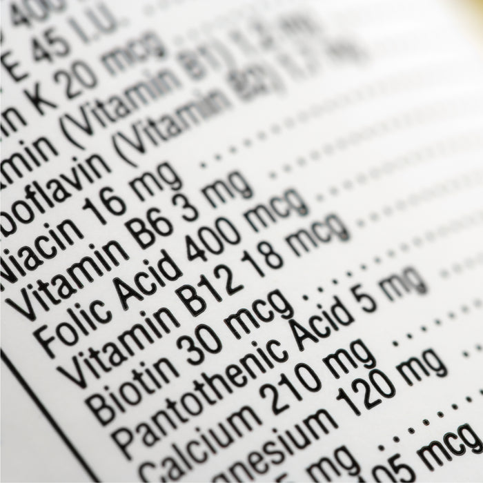 List of vitamins and strengths, nutritional information, nutritional reference values