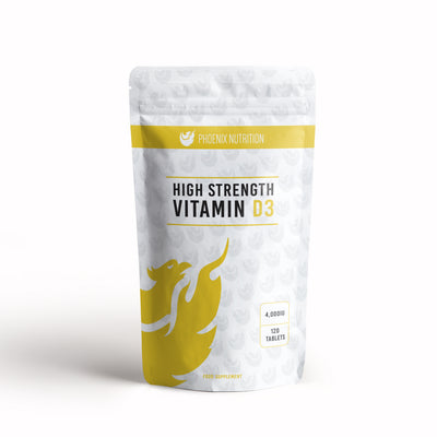 High strength vitamin d3 4000iu tablets front of pouch Phoenix Nutrition