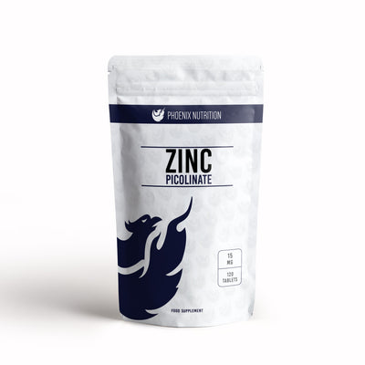 Zinc Picolinate x 120 tablets 15mg front of pouch by Phoenix Nutrition